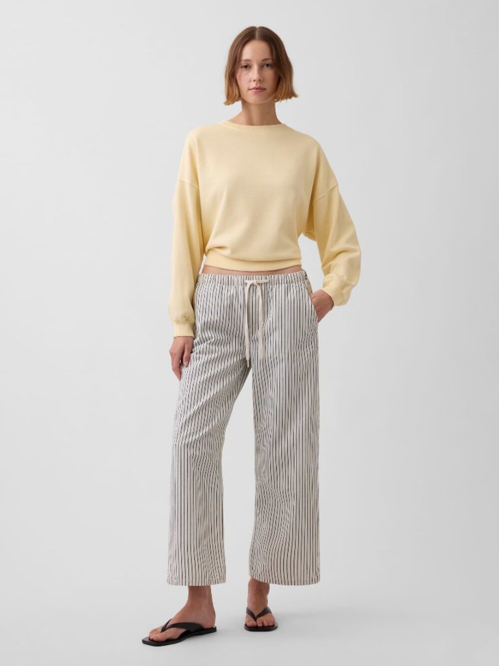 Gap Low Rise 90s Loose Easy Crop Stripe Pants Black White Size L